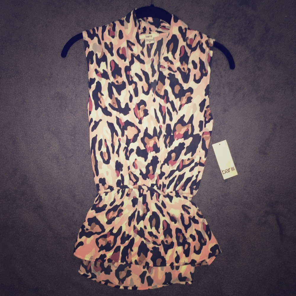 NWT Bar III pink leopard top